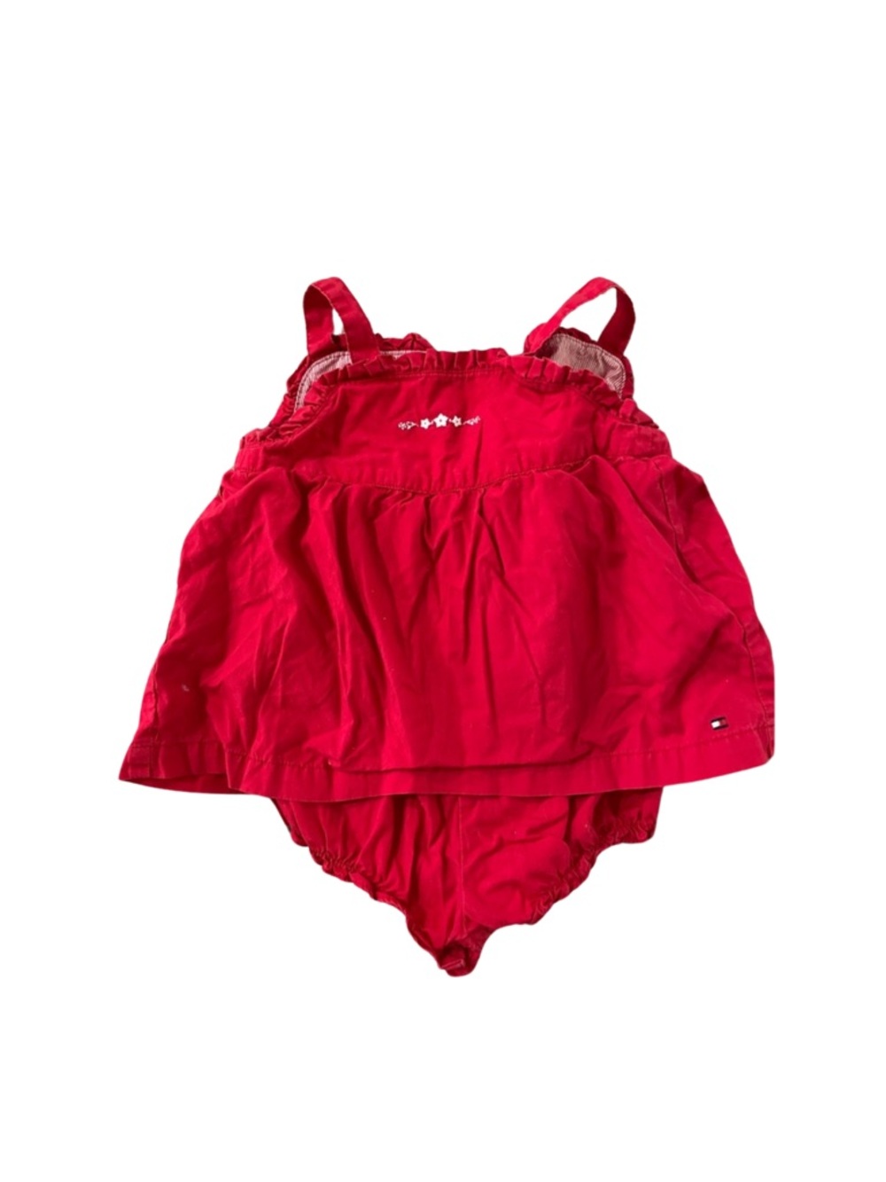 Red Baby one piece with Embroidered Detail
